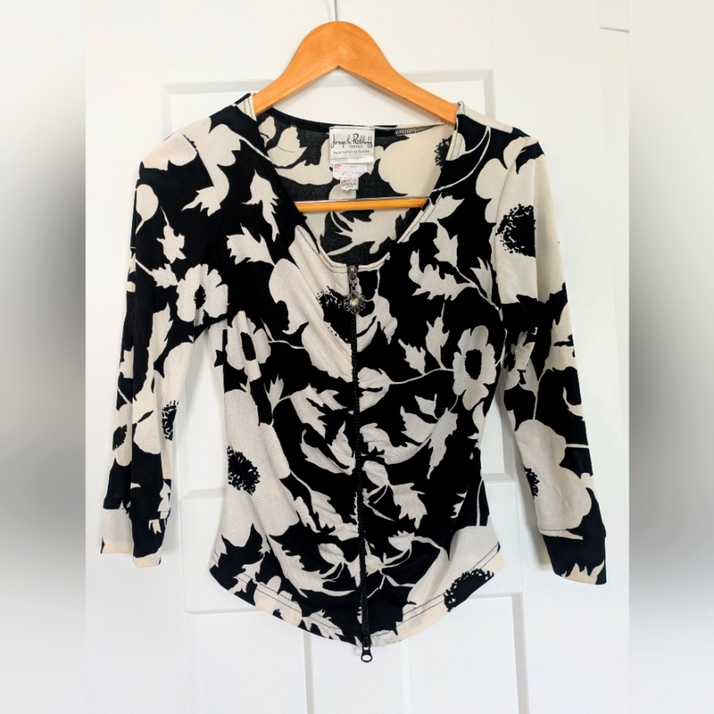 Joseph Ribkoff Black and White Floral Women's Top